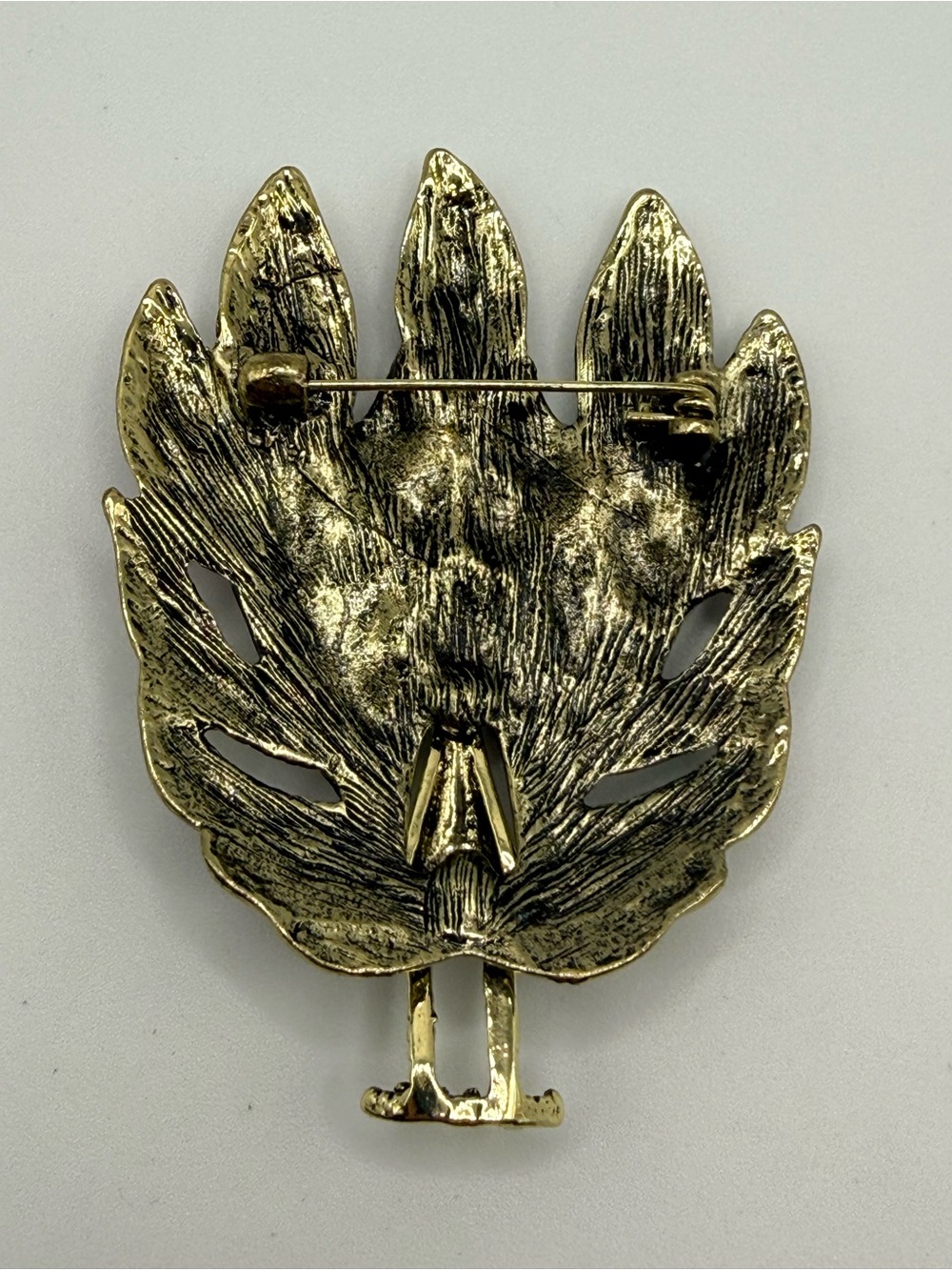 Enameled Rhinestone Peacock Brooch - Picture 4 of 6